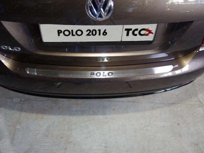 Накладка на задний бампер лист шлифованный надпись Polo для Volkswagen Polo № VWPOLO16-15