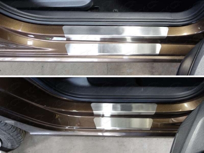 Накладки на пороги внешние и внутренние лист шлифованный 8 шт ТСС для Volkswagen Polo 2015-2020