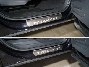 Накладки на пороги лист шлифованный надпись Teramont 4 шт для Volkswagen Teramont № VWTER18-07