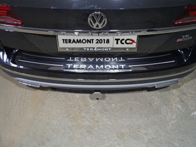 Накладка на задний бампер лист зеркальный надпись Teramont ТСС для Volkswagen Teramont 2018-2021