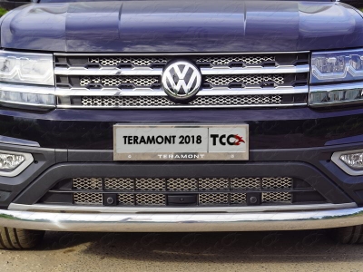 Накладка решетки радиатора нижняя с парктроником и камерой лист ТСС для Volkswagen Teramont 2018-2021