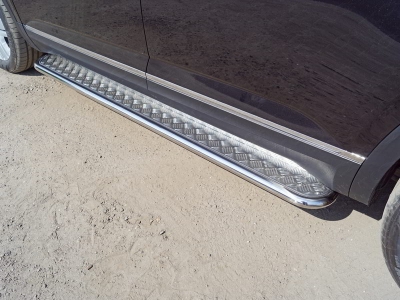 Пороги с площадкой алюминиевый лист 42 мм для Volkswagen Teramont № VWTER18-31
