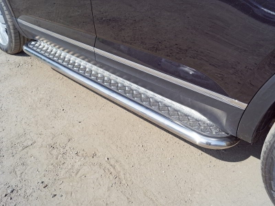 Пороги с площадкой алюминиевый лист 60 мм для Volkswagen Teramont № VWTER18-33