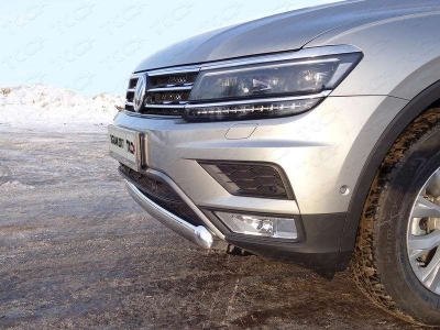 Защита передняя овальная для Offroad 75х42 мм ТСС для Volkswagen Tiguan 2016-2021