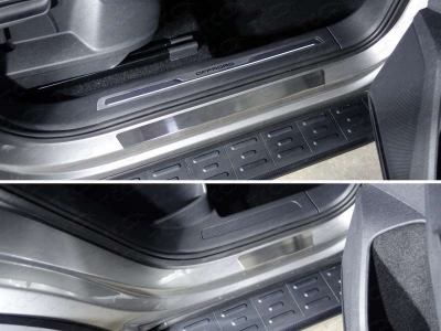Накладки на пороги внешние шлифованный лист 4 шт ТСС для Volkswagen Tiguan 2016-2021