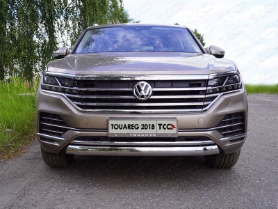 Защита передняя овальная 75х42 мм ТСС для Volkswagen Touareg 2018-2021