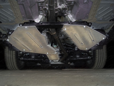 Защита бака и заднего дифференциала алюминий 4 мм комплект 3 шт ТСС для Volkswagen Touareg 2018-2021
