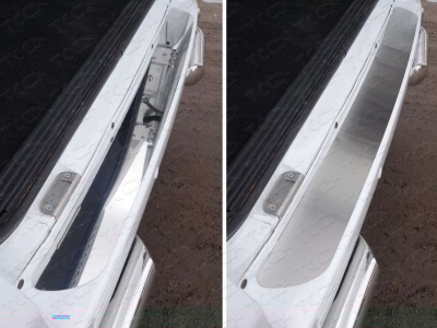 Накладка на задний бампер шлифованный лист 1 мм ТСС для УАЗ Патриот 2015-2021