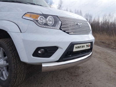 Защита переднего бампера овальная 120х60 мм ТСС для УАЗ Патриот 2015-2021
