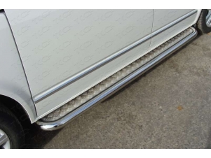 Пороги с площадкой алюминиевый лист 60 мм для Volkswagen Multivan/Caravelle № VWMULT13-08