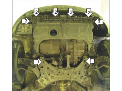 Усиленная защита картера двигателя, КПП (2 мм, сталь) для Kia Optima седан 2010-2015, Hyundai Sonata VI седан 2010-2014 (только для российского рынка)