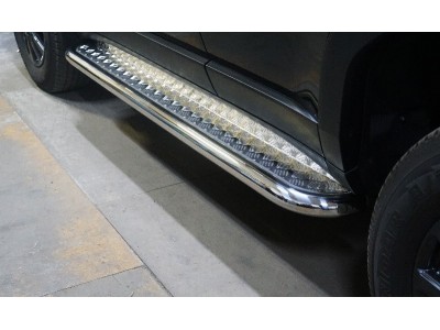 Пороги с площадкой 60,3 мм для Toyota Land Cruiser 250 Prado 2024-н.в. №TOYLC25024-06
