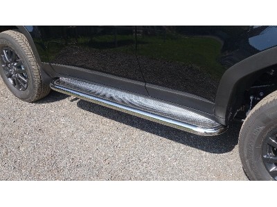Пороги с площадкой (нерж.лист) 60,3 мм для Toyota Land Cruiser 250 Prado 2024-н.в. №TOYLC25024-07