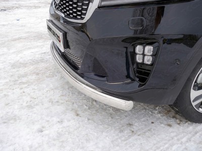 Защита передняя овальная 75х42 мм ТСС для Kia Sorento Prime 2018-2021