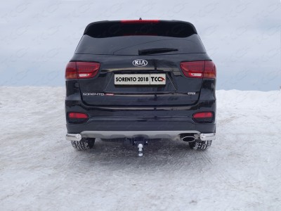Защита задняя овальные уголки 75х42 мм ТСС для Kia Sorento Prime 2018-2021