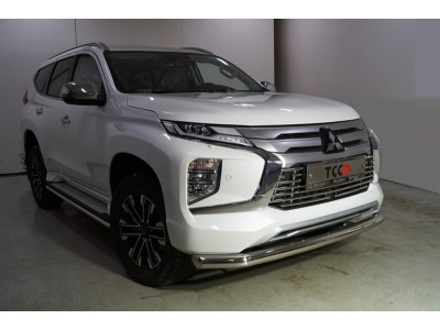 Защита передняя нижняя 76,1 мм ТСС для Mitsubishi Pajero Sport III Рестайлинг 2019 – н.в. 