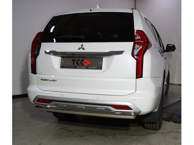 Защита задняя (овальная) 75х42 мм ТСС для Mitsubishi Pajero Sport III Рестайлинг 2019 – н.в. 