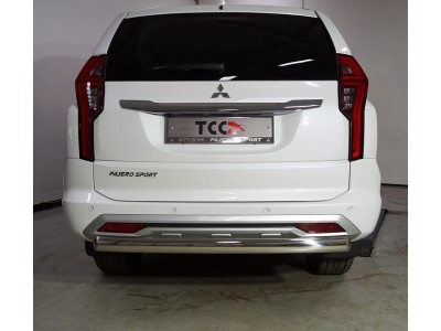 Защита задняя (овальная) 75х42 мм ТСС для Mitsubishi Pajero Sport III Рестайлинг 2019 – н.в. 