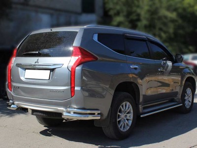 Защита заднего бампера "уголки" двойные d-76+43 для Mitsubishi Pajero Sport 2021 – н.в. MPS21_3