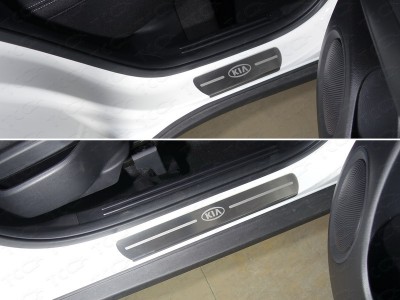 Накладки на пороги лист шлифованный логотип Kia 4 штуки для Kia Soul № KIASOUL17-14