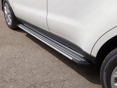 Пороги алюминиевые Slim Line Silver для Kia Soul № KIASOUL17-27S