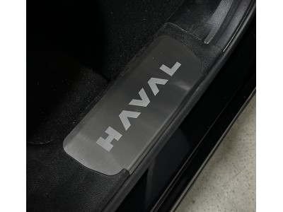 Накладки на пластиковые пороги (лист шлифованный надпись Haval) 4шт для Haval F7X (2.0L 4WD) 2025-н.в.