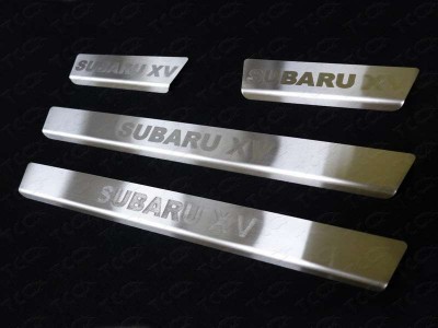Накладки на пороги шлифованный лист надпись Subaru XV для Subaru XV № SUBXV12-13