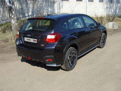 Защита заднего бампера короткие уголки 42 мм ТСС для Subaru XV 2011-2017