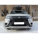Защита переднего бампера двойная с подгибами d-60+43 Технотек для Mitsubishi Outlander 2018-2021