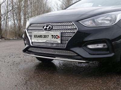 Защита переднего бампера 25 мм ТСС для Hyundai Solaris 2018-2020