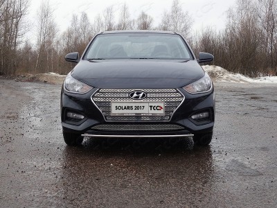 Защита переднего бампера 25 мм для Hyundai Solaris № HYUNSOL17-22