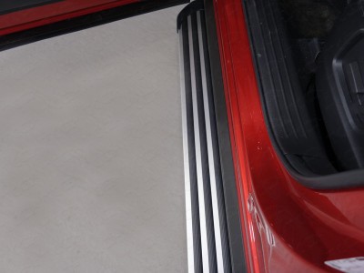 Пороги алюминиевые Slim Line Silver ТСС для Mazda CX-9 2017-2021