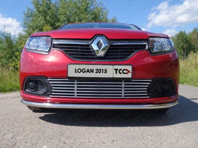Защита переднего бампера 42 мм ТСС для Renault Logan 2015-2018