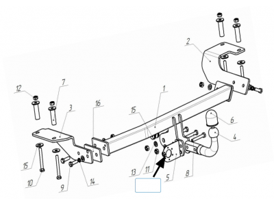 Фаркоп для Haval M6 2021-н.в., Haval H6 2013-2020 крепление шара на двух болтах