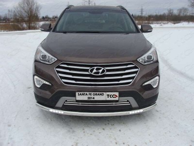 Защита переднего бампера с ДХО 60 мм для Hyundai Santa Fe Grand № HYUNSFGR14-19