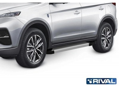 Порог-площадка "Silver" F180AL Rival + комплект крепежа для JAC S7 2020-н.в. 