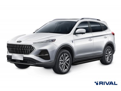 Пороги на автомобиль "Black" Rival для JAC S7 (Джак С7) 2020-н.в., 180 см, 2 шт., алюминий