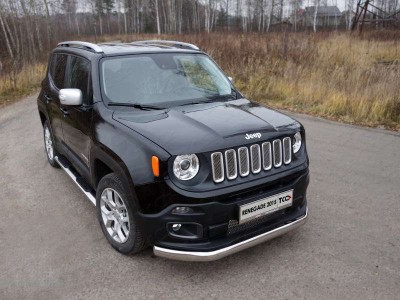 Защита передняя овальная 75х42 мм для Jeep Renegade № JEEPREN4WD15-03