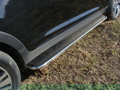 Пороги с площадкой нержавеющий лист 42 мм для Kia Sportage № KIASPORT14-09