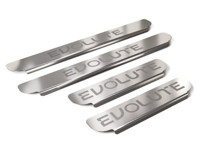 Накладки на пороги (лист шлифованный надпись EVOLUTE) 4шт для Evolute i-JOY 2022 – н.в. EVOLJOY22-02