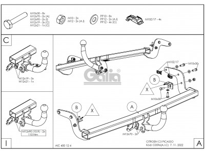 ТСУ Фаркоп оцинкованный Galia шар A для Citroen C3 Picasso № C059A