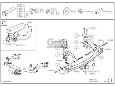 ТСУ Фаркоп оцинкованный Galia шар A для Fiat Grande Punto № F090A