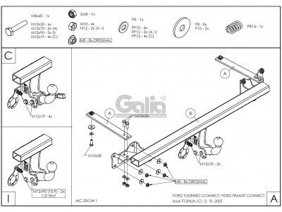 ТСУ Фаркоп оцинкованный Galia шар A для Ford Transit/Tourneo Connect № F129A
