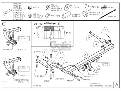 ТСУ Фаркоп оцинкованный Galia шар C съемный для Honda CR-V № H089C