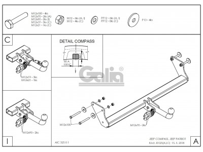 Фаркоп Galia шар А оцинкованный условно-съемное крепление для Jeep Compass/Liberty № J012A