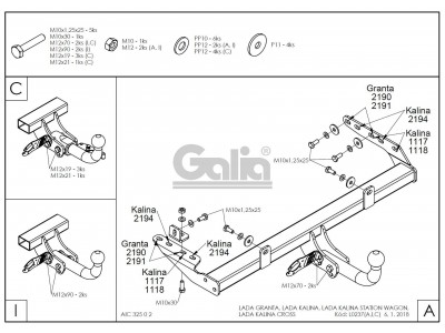 ТСУ Фаркоп оцинкованный Galia шар A для Lada Kalina/Granta/Datsun on-DO № L023A