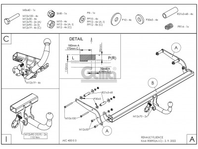 ТСУ Фаркоп оцинкованный Galia шар A для Renault Fluence № R089A