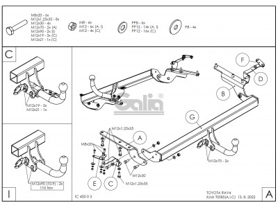 ТСУ Фаркоп оцинкованный Galia шар C съемный для Toyota RAV4 № T058C