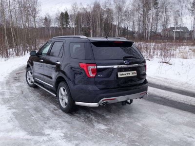 Пороги труба овальная с накладками 120х60 мм ТСС для Ford Explorer 2015-2017
