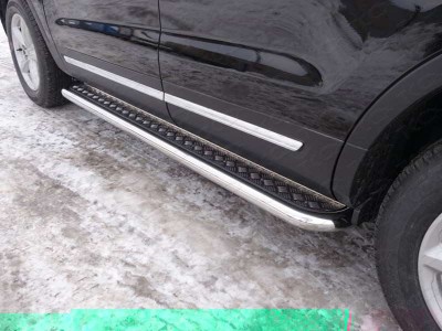 Пороги с площадкой алюминиевый лист 60 мм для Ford Explorer № FOREXPL16-09